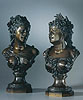 A fine pair of French patinated bronze busts both signed by Detrier Pierrre Louis